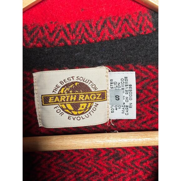 Vtg Earth Ragz Buffalo Plaid Button Jacket Coat Red Size Small - Picture 3 of 4